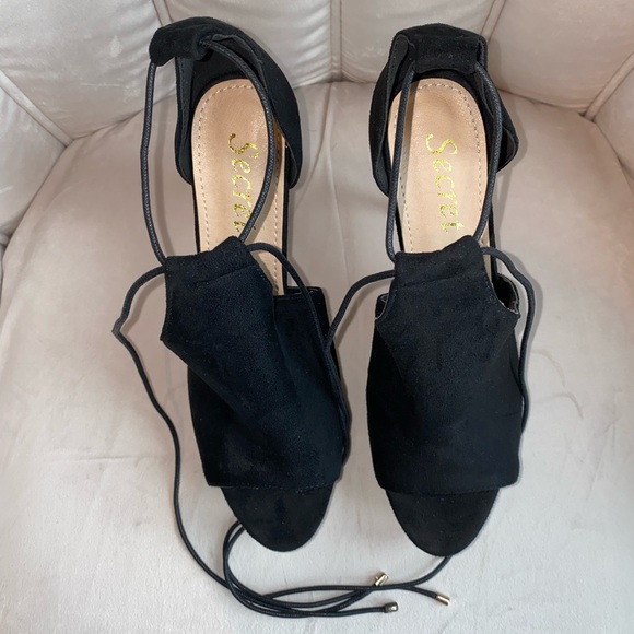 Black Peep toe Stiletto Pumps Size 9.5 - Picture 5 of 12